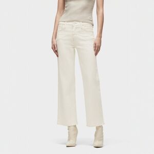 Hudson 27 Rosie High Rise Front Yoke Wide Leg Ankle Jean In Ecru 27